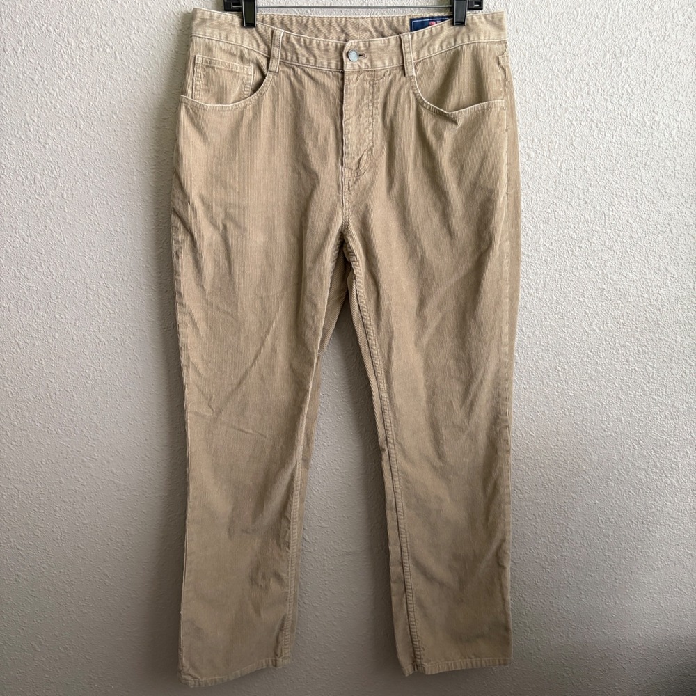 Vineyard Vines Tan Khaki 100% Cotton Corduroy Straight Leg Pants 34x32